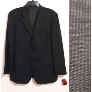 Plaid Wool Mens Blazer Jacket Grey Black Size 40R